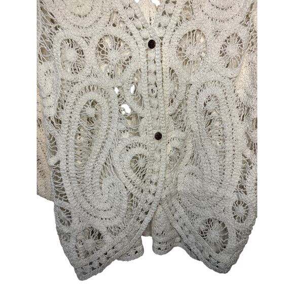 100% Cotton White Oversized Crochet Cardigan with Dolman Sleeves-NWOT - Picture 4 of 5